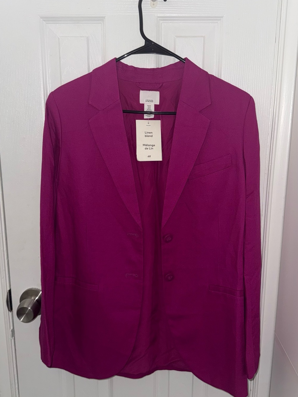 H&M Oversized Fuchsia Blazer - Two-Button Tailored Jacket